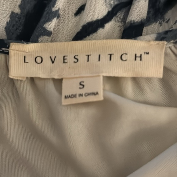 LOVESTITCH Tie-Dye Midi Maxi Dress‎ Size S Navy Blue White Long Sleeve Vacation - Picture 6 of 7